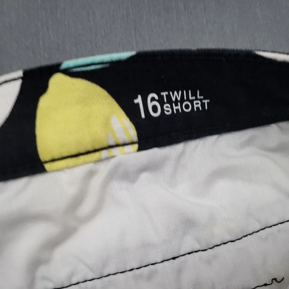 ana‎ A New Approach Women Black Lemon Print Twill Shorts Size 16 Fruit Summer